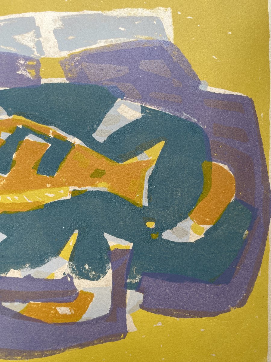 Jean LE MOAL (1909-2007) – Le Poisson, 1952 - Lithographie originale signée et numérotée-photo-3