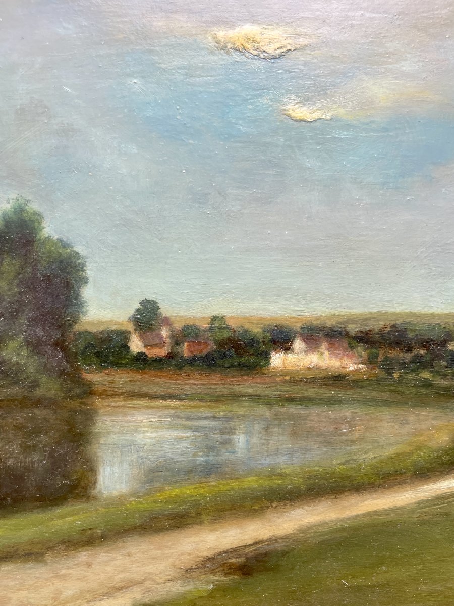Tony GUALANO (XXe siècle) – Paysage à l'étang - Huile sur panneau-photo-4