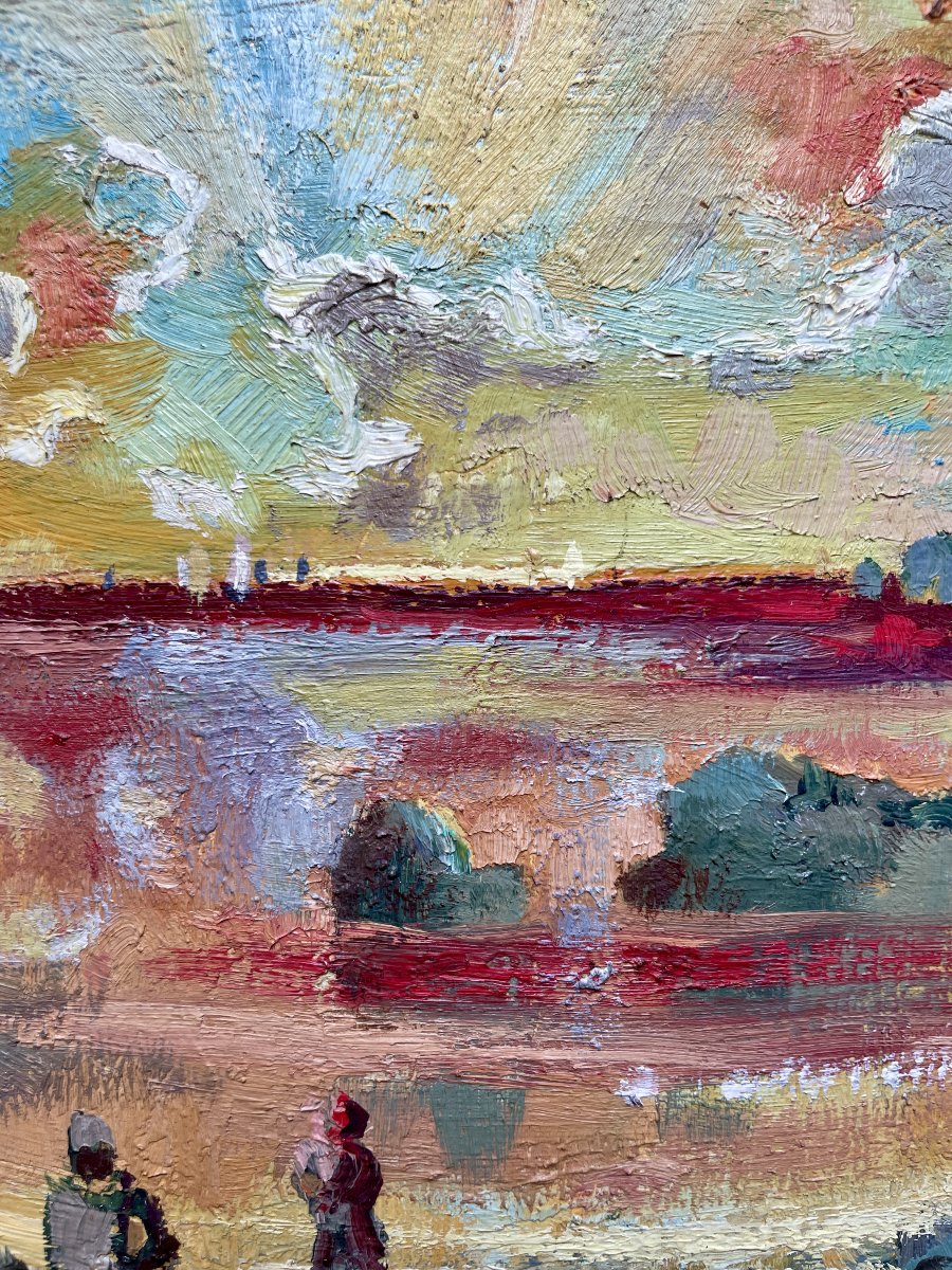 Henri Plisson (1908–2002) – Landscape At Dusk - Oil On Canvas-photo-4