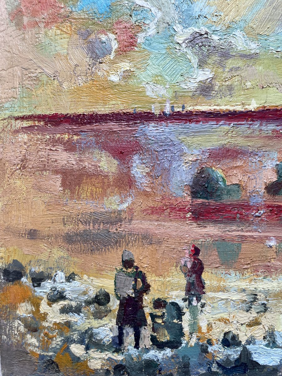 Henri Plisson (1908–2002) – Landscape At Dusk - Oil On Canvas-photo-2