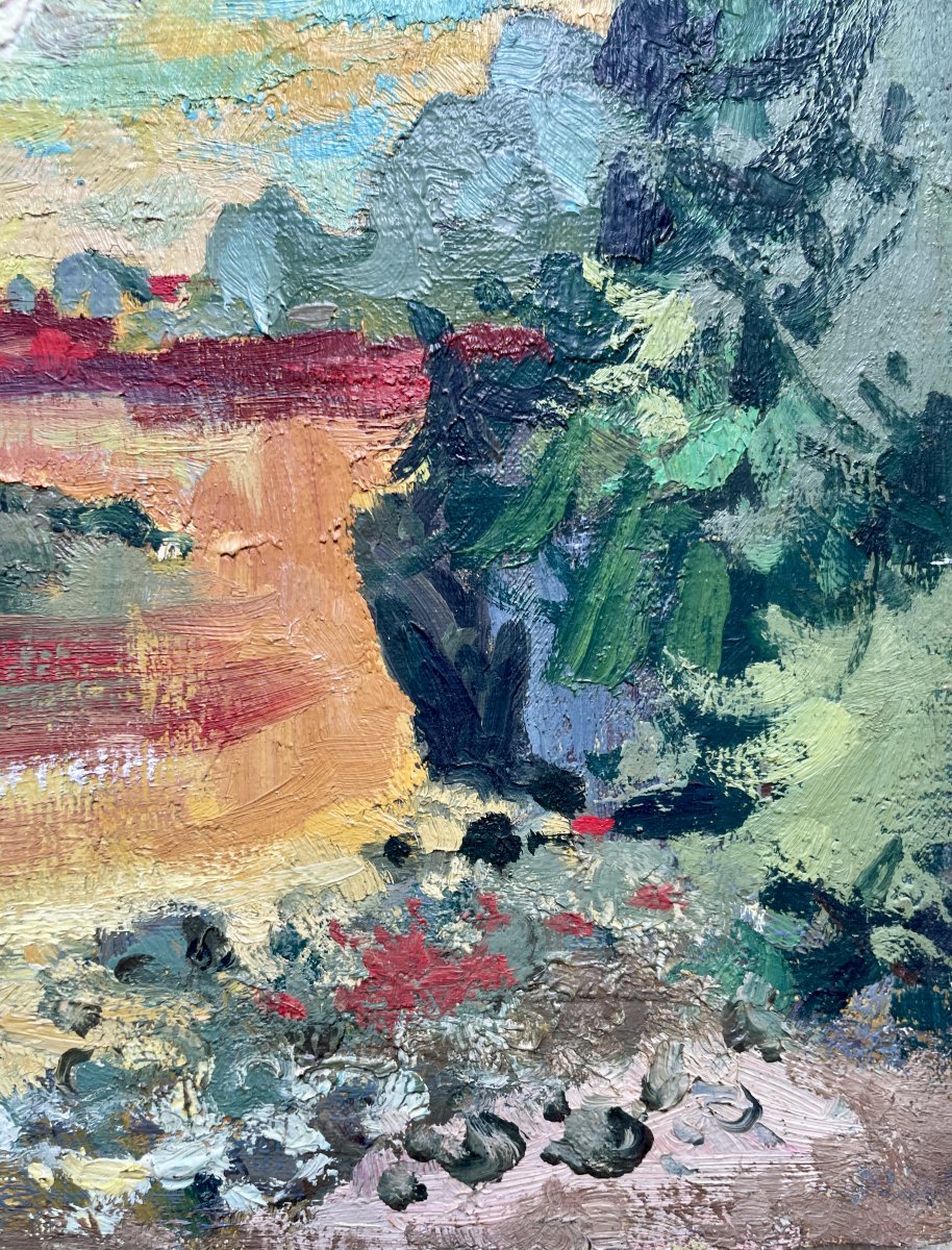 Henri Plisson (1908–2002) – Landscape At Dusk - Oil On Canvas-photo-5