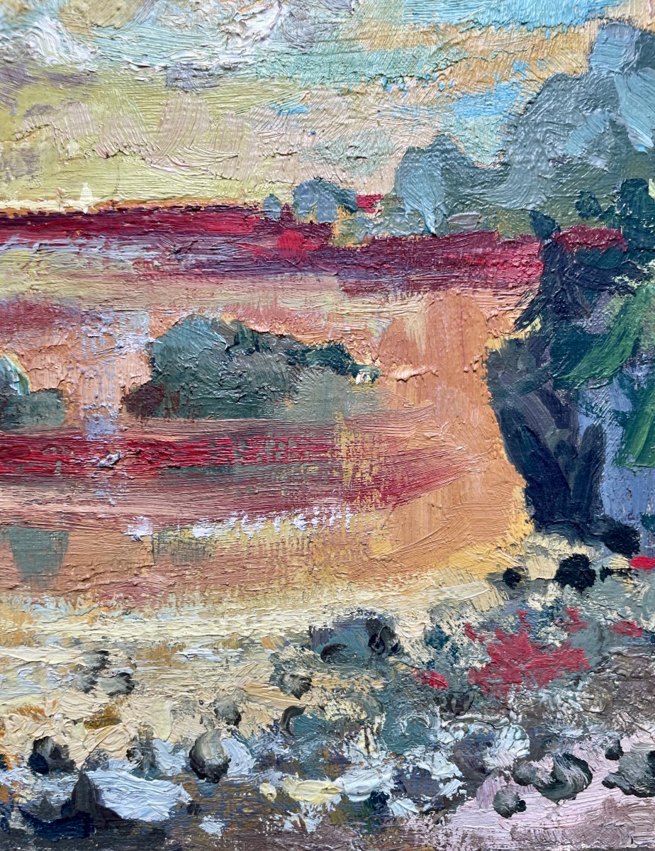 Henri Plisson (1908–2002) – Landscape At Dusk - Oil On Canvas-photo-6