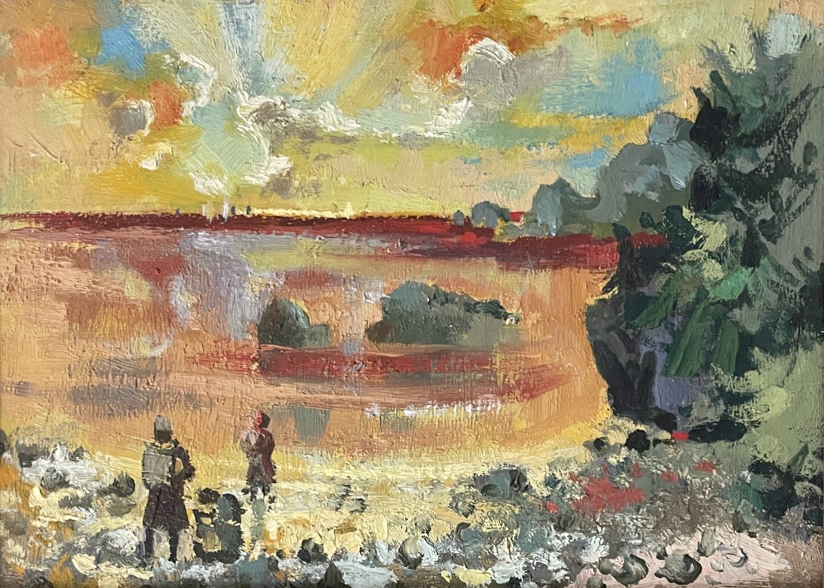 Henri Plisson (1908–2002) – Landscape At Dusk - Oil On Canvas