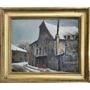 Fernand Andrey-prevost (1890–1961) - View Of Montmartre In The Snow - Oil On Panel
