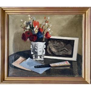 Georges DAREL (1892-1943) - Nature morte au vase fleuri - Huile sur toile