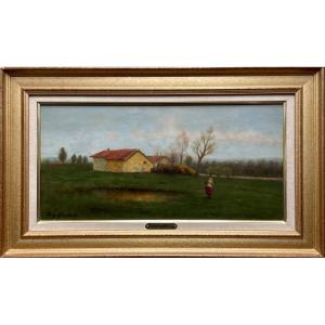 Tony Gualano (20th Century) – Rural Landscape - Oil On Panel