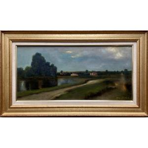 Tony Gualano (20th Century) – Landscape With A Pond - Oil On Panel