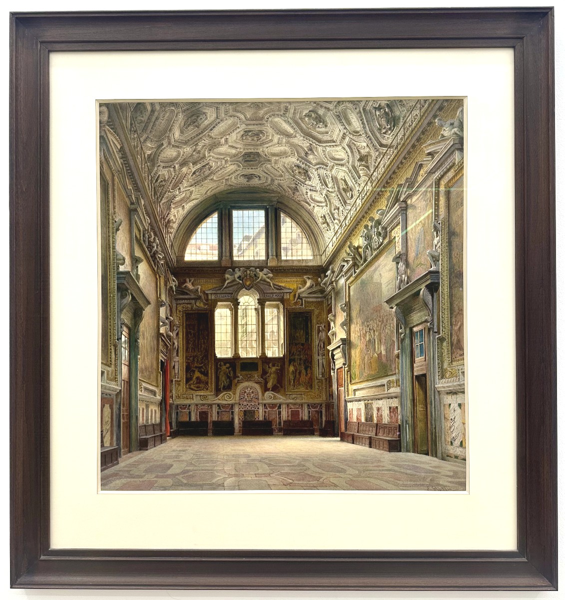 Emanuel Von Stöckler (1821 – 1895) -Salla reggia, antichambre de la Chapelle Sixtine au Vatican-photo-2