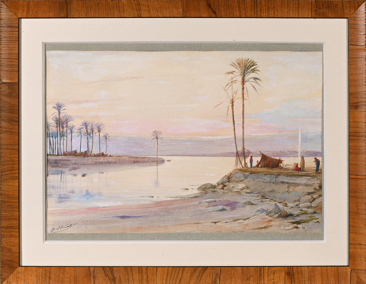 Marcel Blairat (1849-1891) - "fishermen By The River"-photo-2