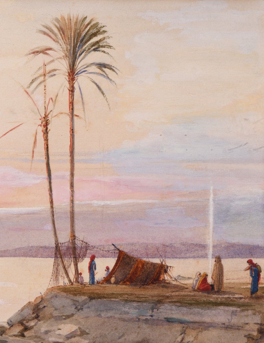 Marcel Blairat (1849-1891) - "fishermen By The River"-photo-3