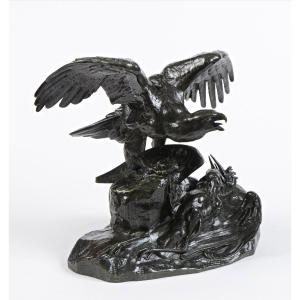 Antoine-louis Barye (1795-18 75) - "eagle Holding A Heron"