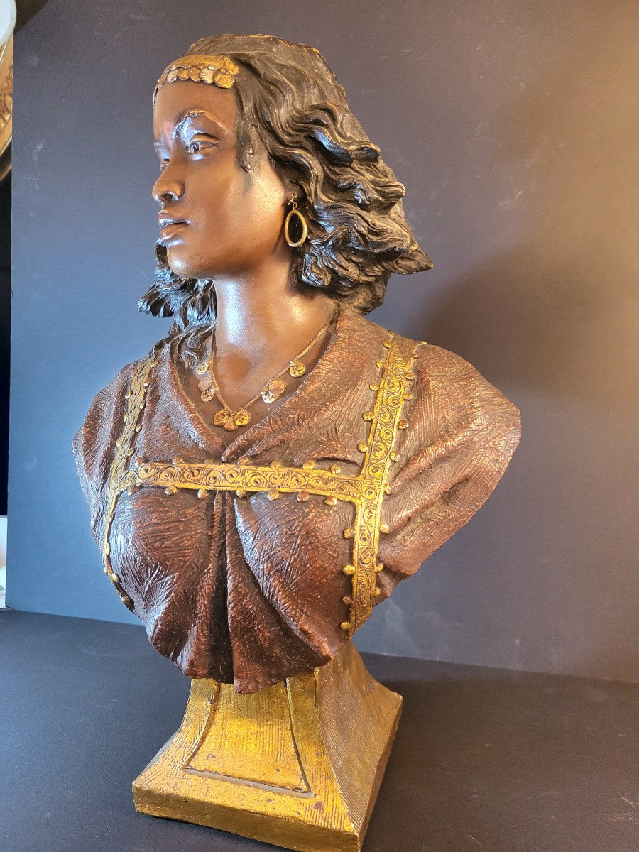 Polychrome Terracotta Sculpture Signed Friedrich Goldscheider (1845 - 1897)-photo-4
