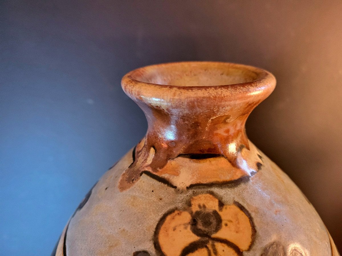 Alfred Renoleau Angoulème ( 1854-1930 ) . Vase Ovoide En Grès-photo-2