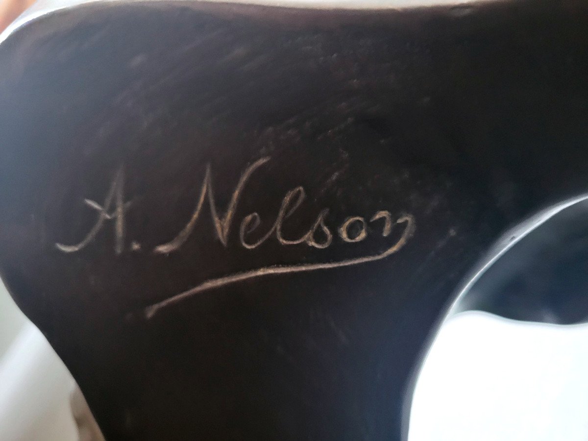 Bronze Sculpture Signed A.nelson And Stamp Of The Founder H.luppens Societe Bruxelles Bronze Art-photo-3