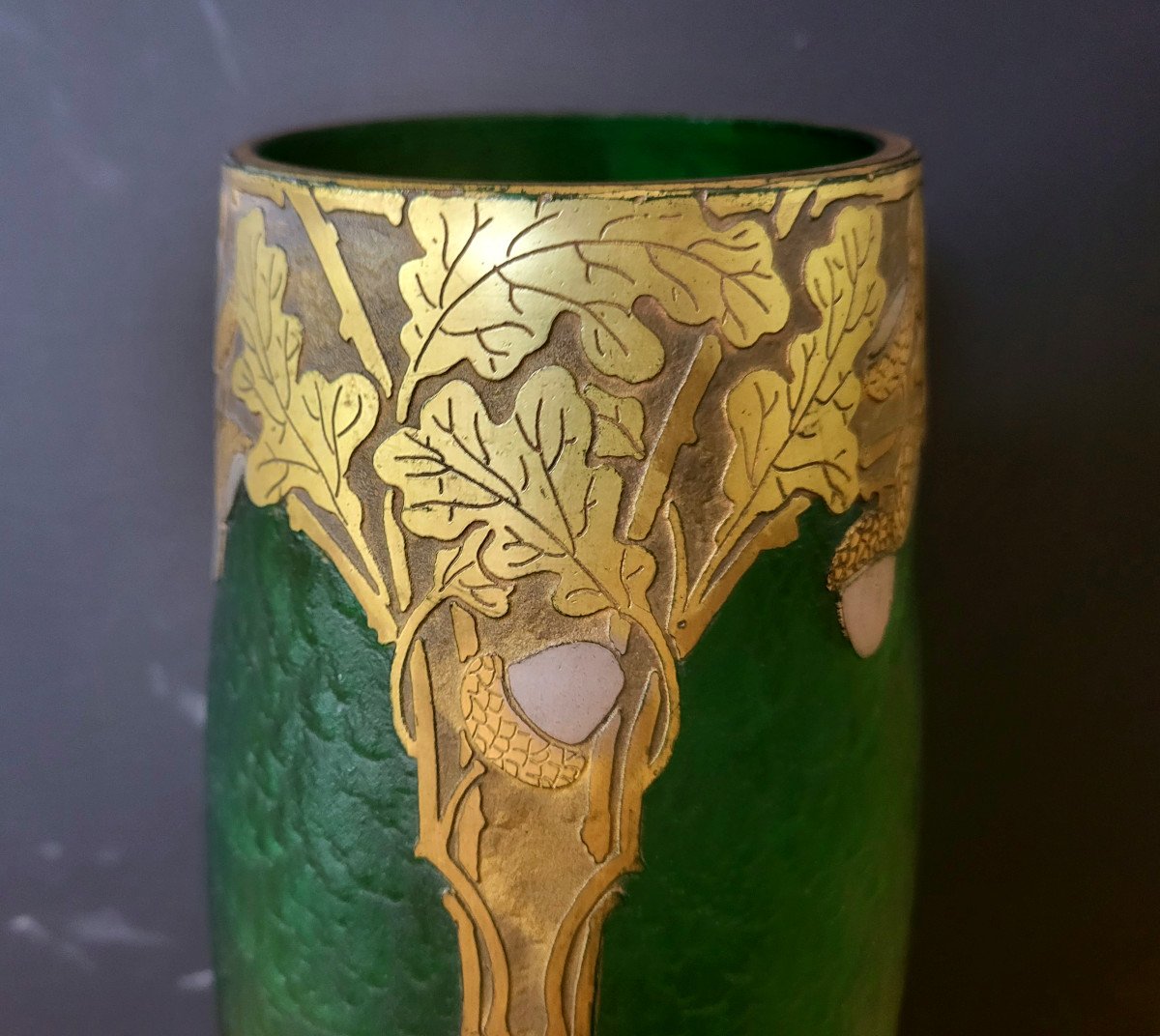 Vase Legras Cie Et Montjoye, Série Vert Impérial Signé -photo-4