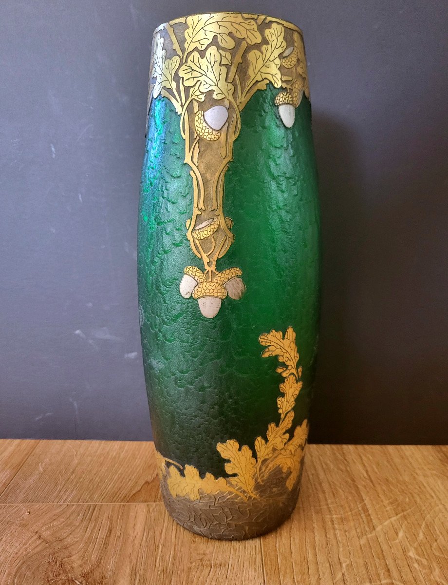 Vase Legras Cie Et Montjoye, Série Vert Impérial Signé 