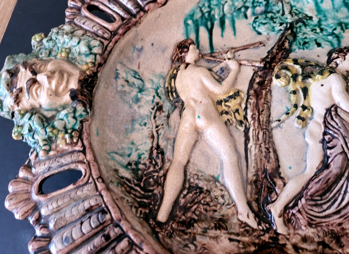Oval Ceramic Dish Joseph Landais, Follower Of Palissy-photo-2