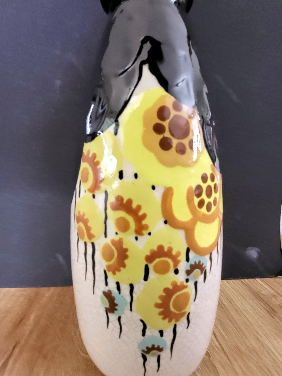 Large Vase With Floral Decor Louis Auguste Dage-photo-4