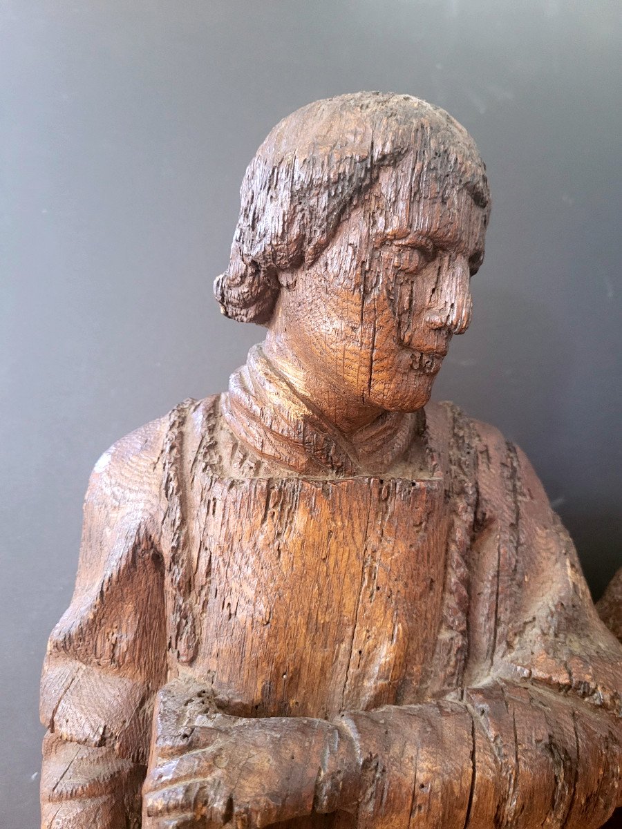 Pair Of Saints In Carved Oak Wood 18th-photo-4