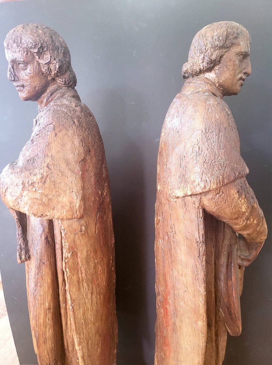Pair Of Saints In Carved Oak Wood 18th-photo-1