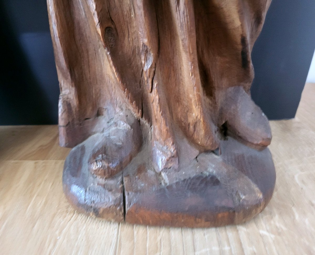 Pair Of Saints In Carved Oak Wood 18th-photo-2