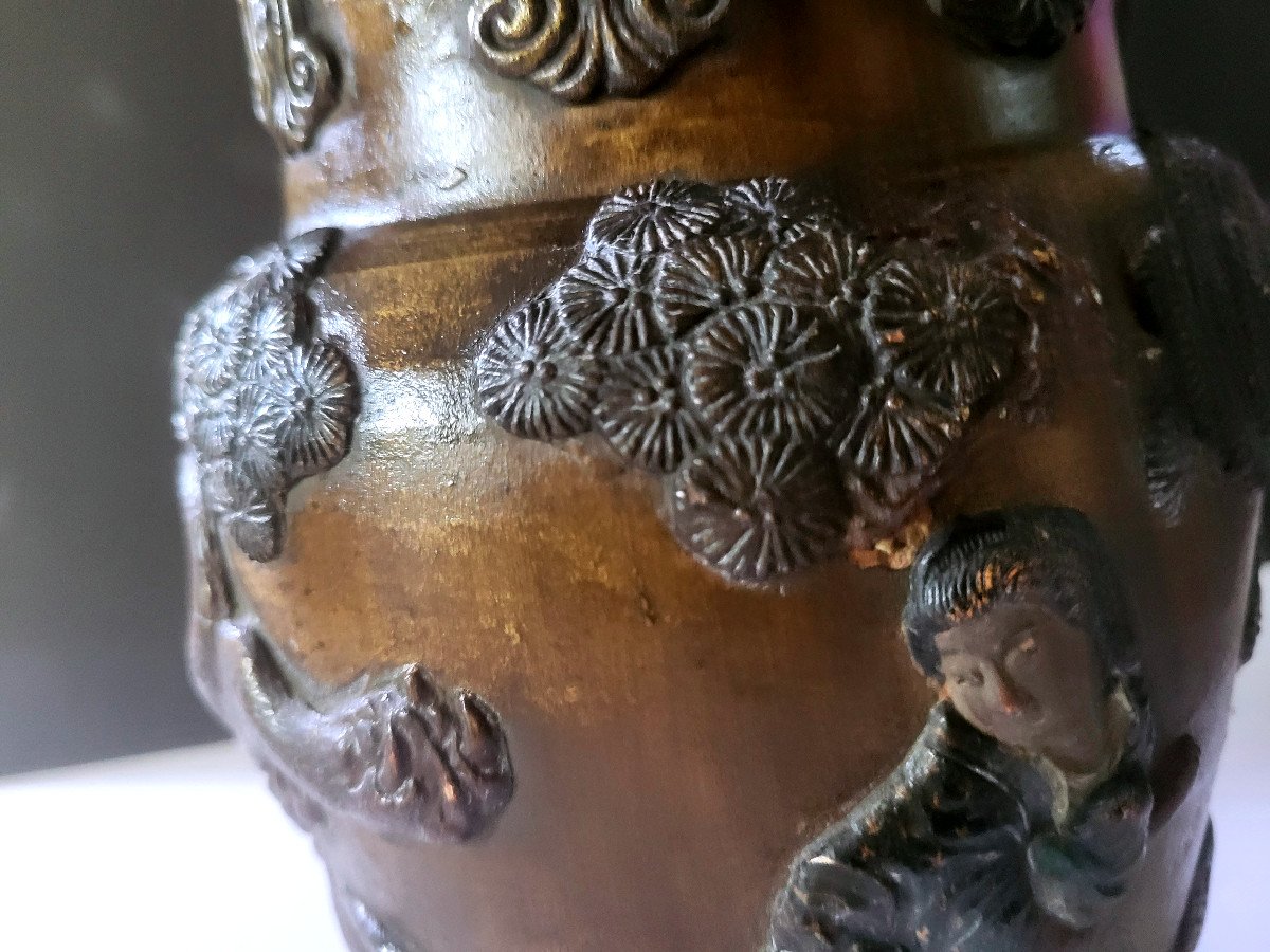Paire De Vases Japonais, Période Meiji-photo-2