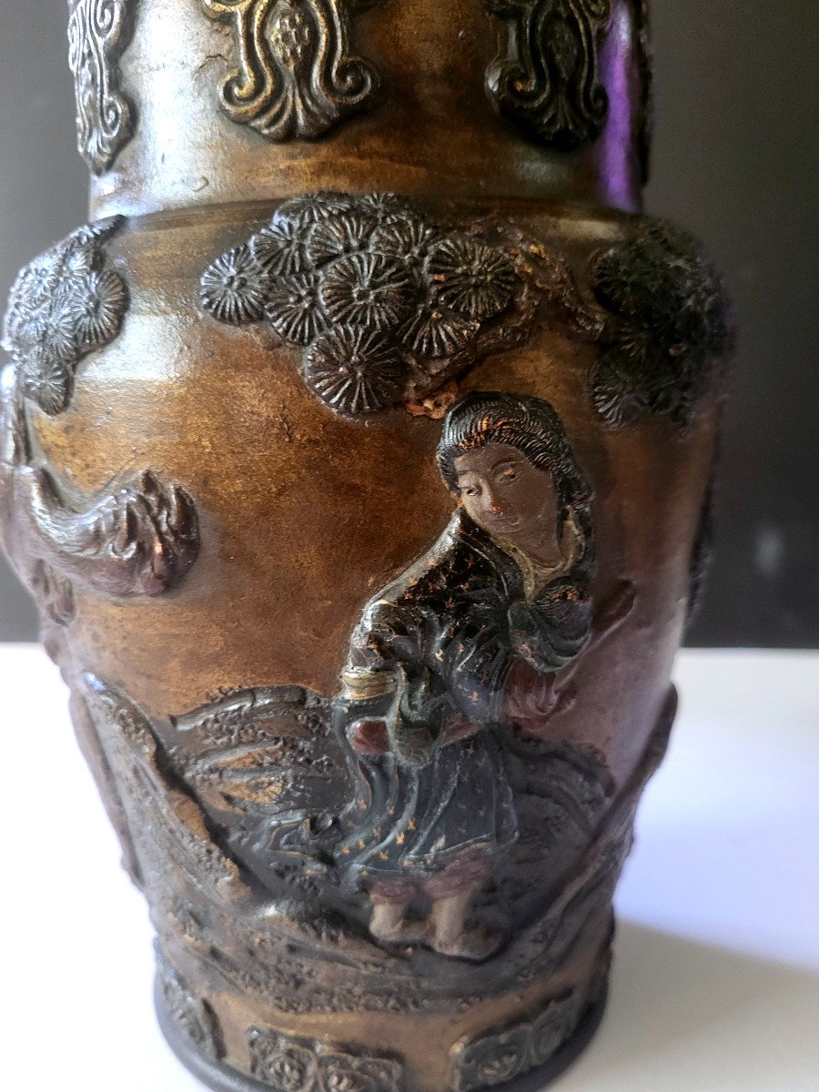 Paire De Vases Japonais, Période Meiji-photo-1