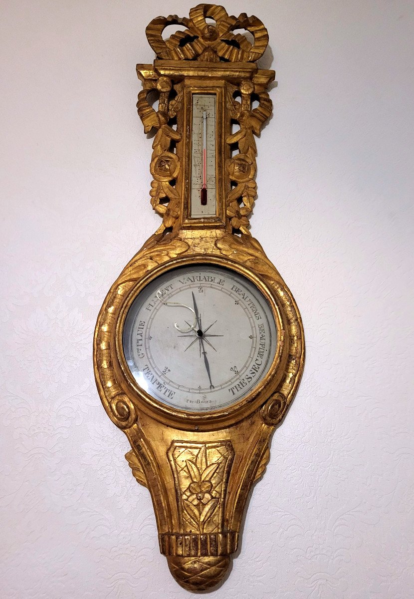 18th Century Golden Wood Barometer