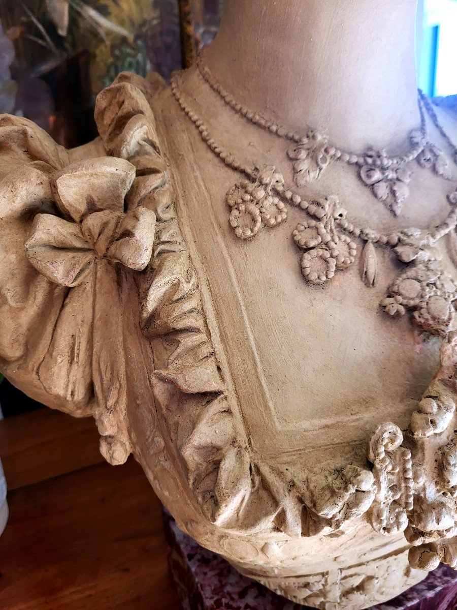 Bust, Terracotta Sculpture By Carrier Belleuse-photo-3