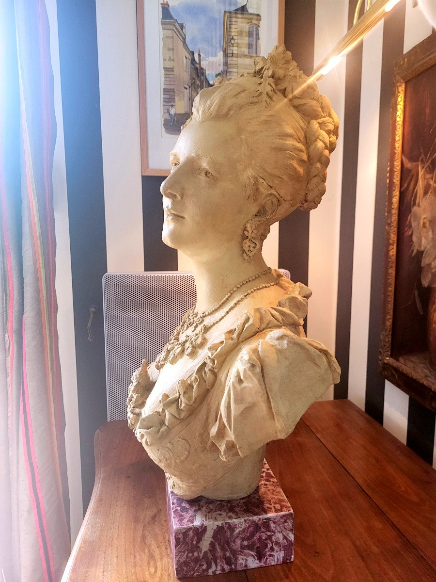 Bust, Terracotta Sculpture By Carrier Belleuse-photo-1