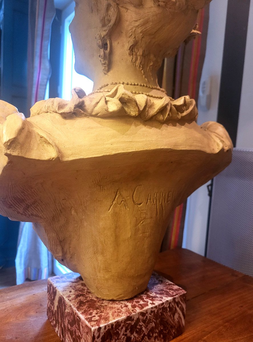 Bust, Terracotta Sculpture By Carrier Belleuse-photo-2