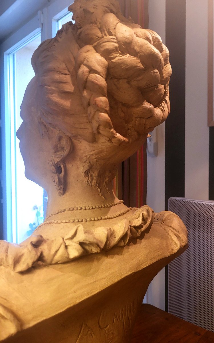 Bust, Terracotta Sculpture By Carrier Belleuse-photo-3