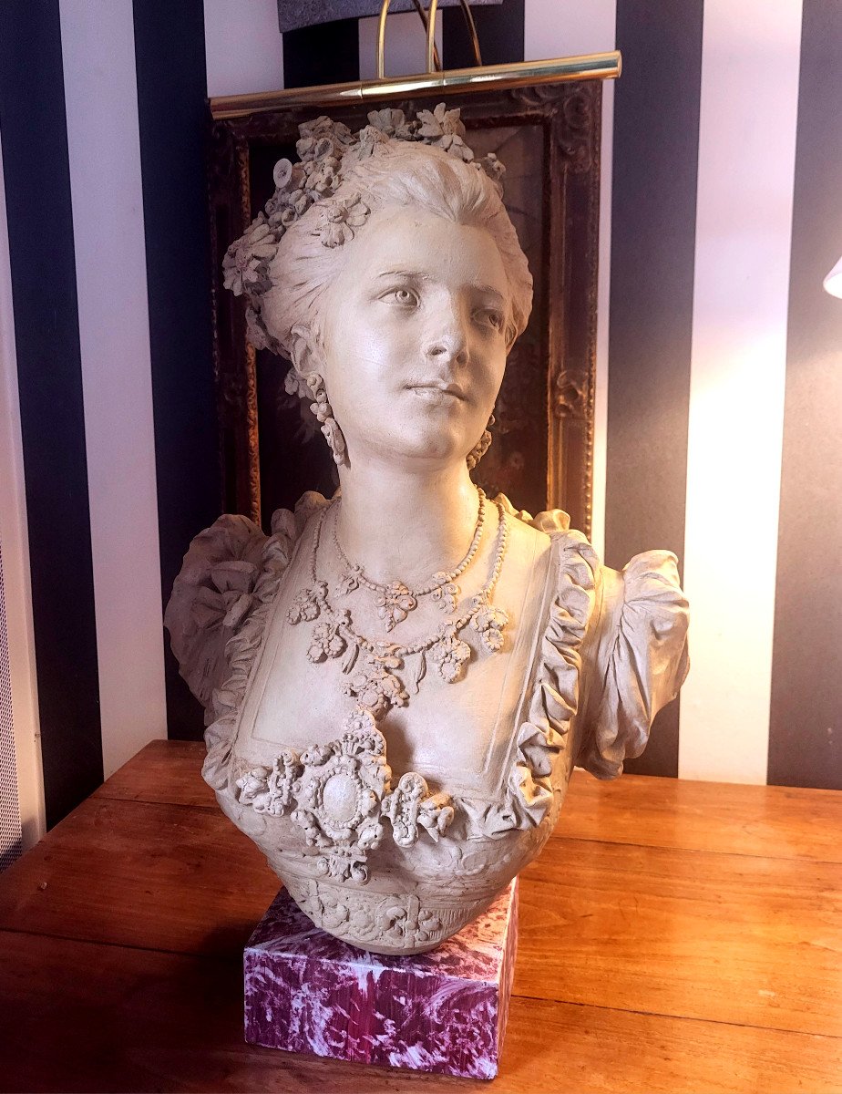 Bust, Terracotta Sculpture By Carrier Belleuse