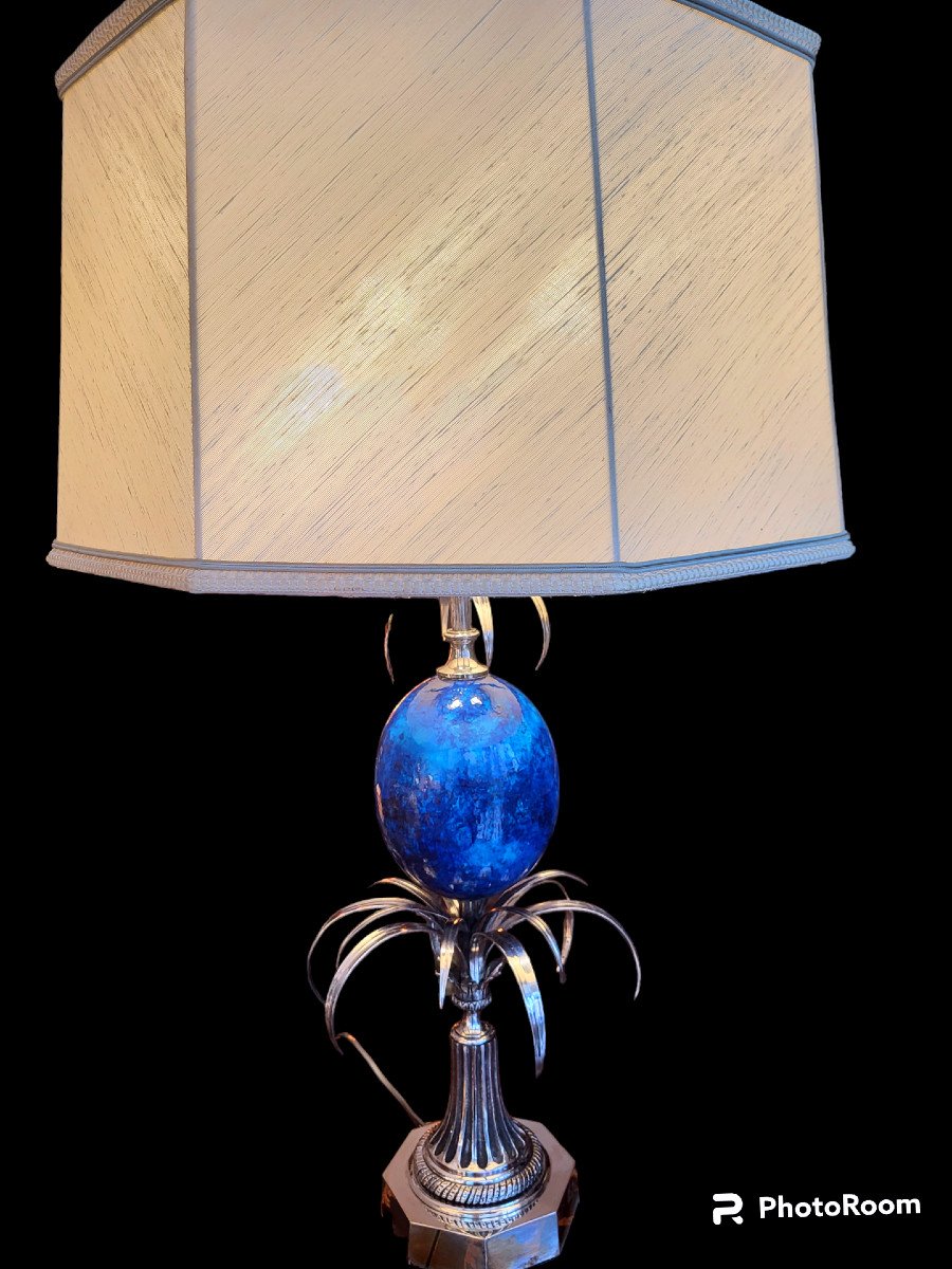 Large Turquoise Egg Lamp From Maison Charles