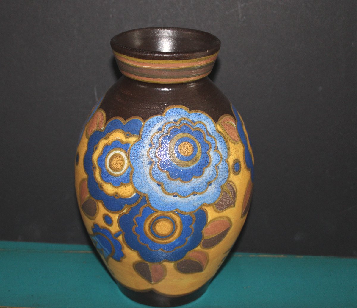Ceramic Vase Signed By The Keramis Brothers, Art Deco-photo-4
