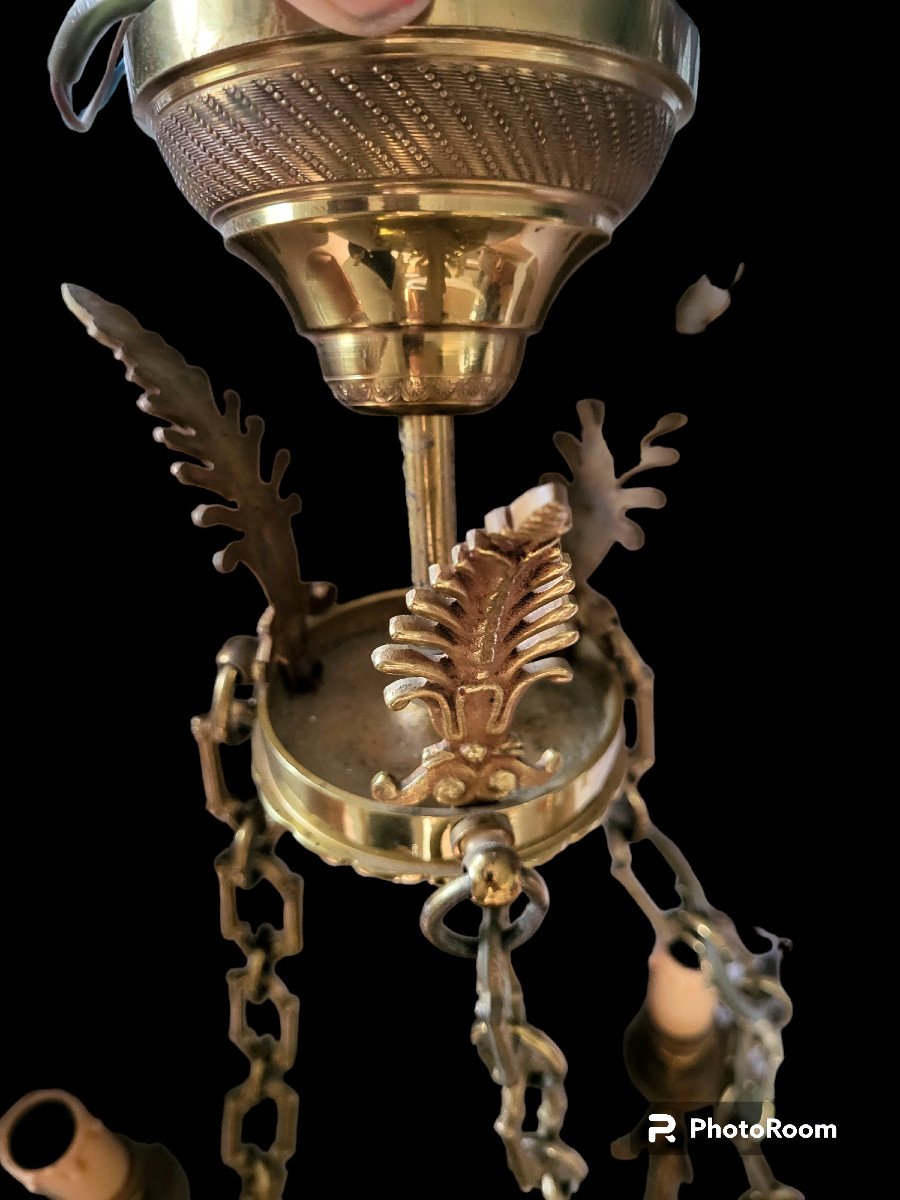 Chandelier 6 Lights In Bronze From Maison Lucien Gau-photo-3
