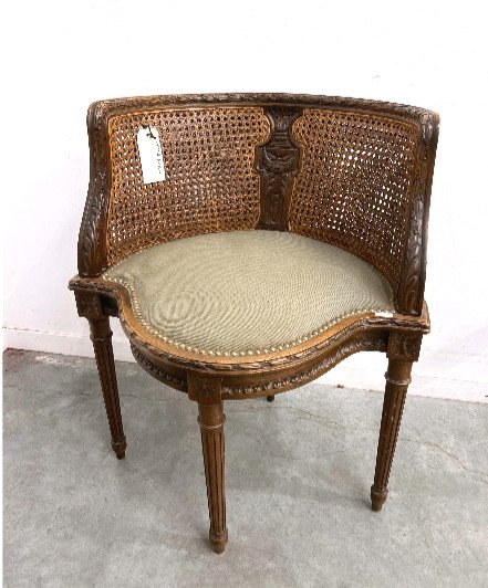 Office Armchair, 4 Feet, Louis XVI Style Cane
