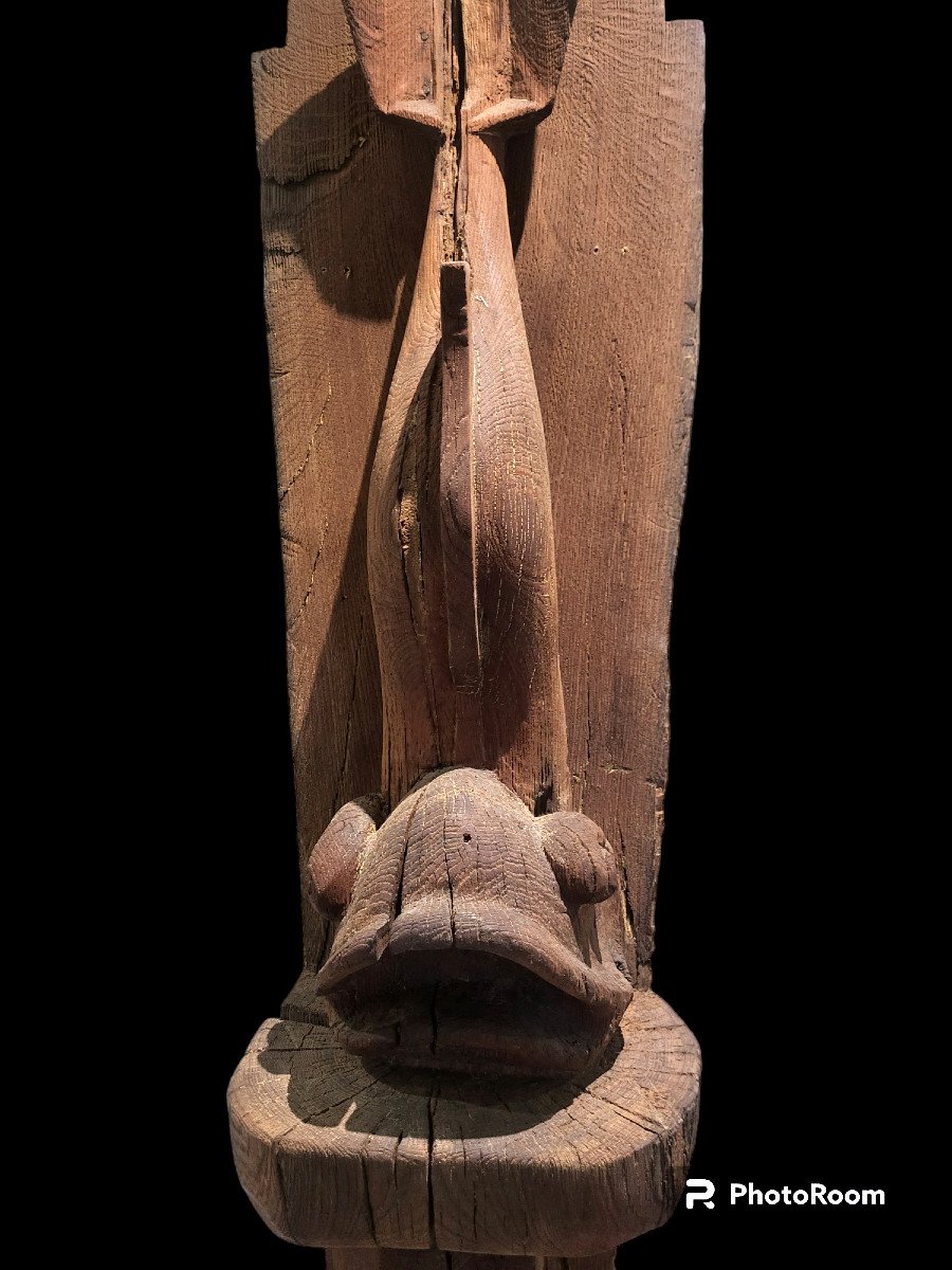 Dolphin Wood Sculpture Of Imaginary Sea Monsters From The 17th Century-photo-4