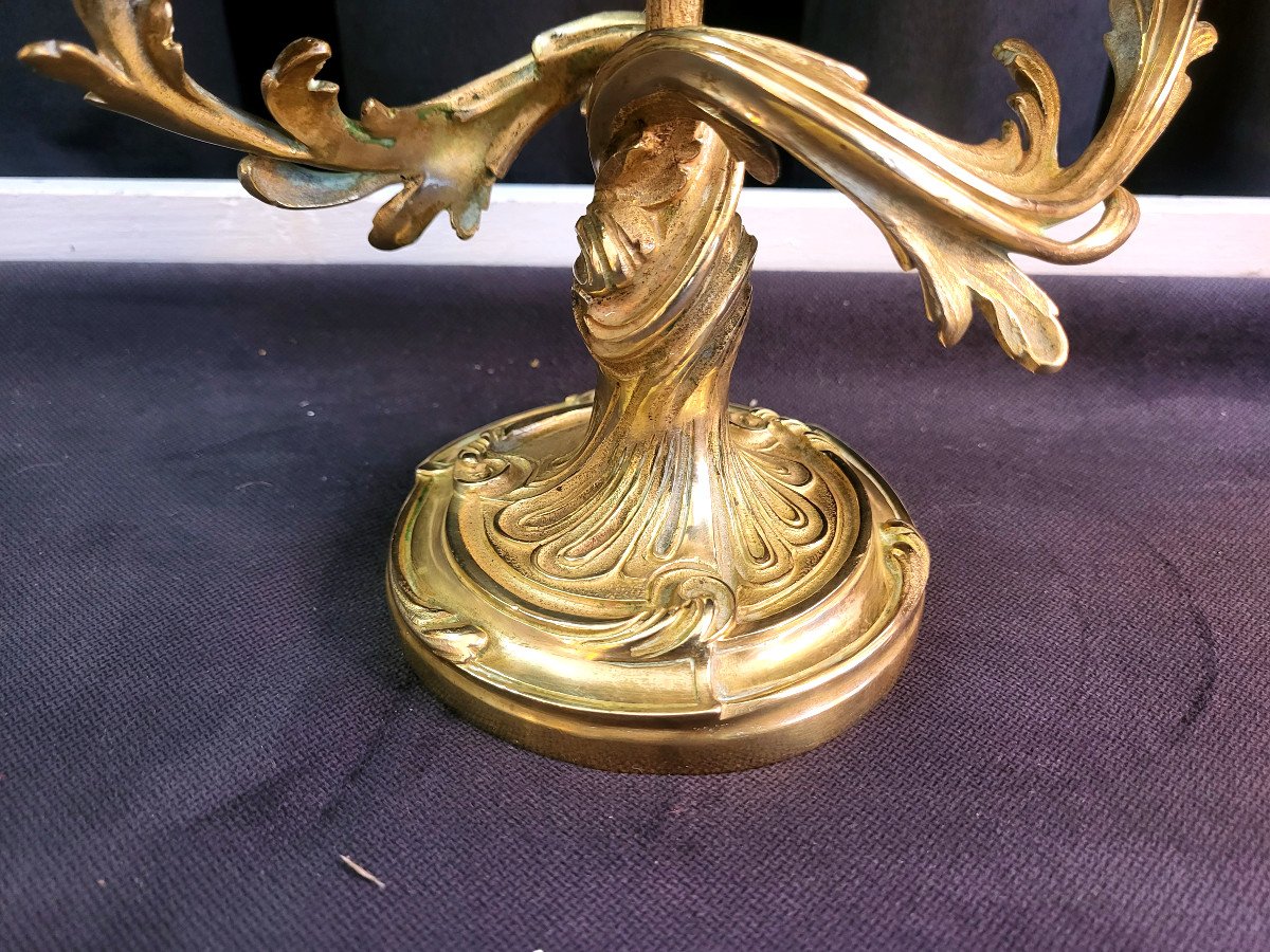 Paire De Chandeliers Bronze,  Rocaille, Style Louis XV-photo-2