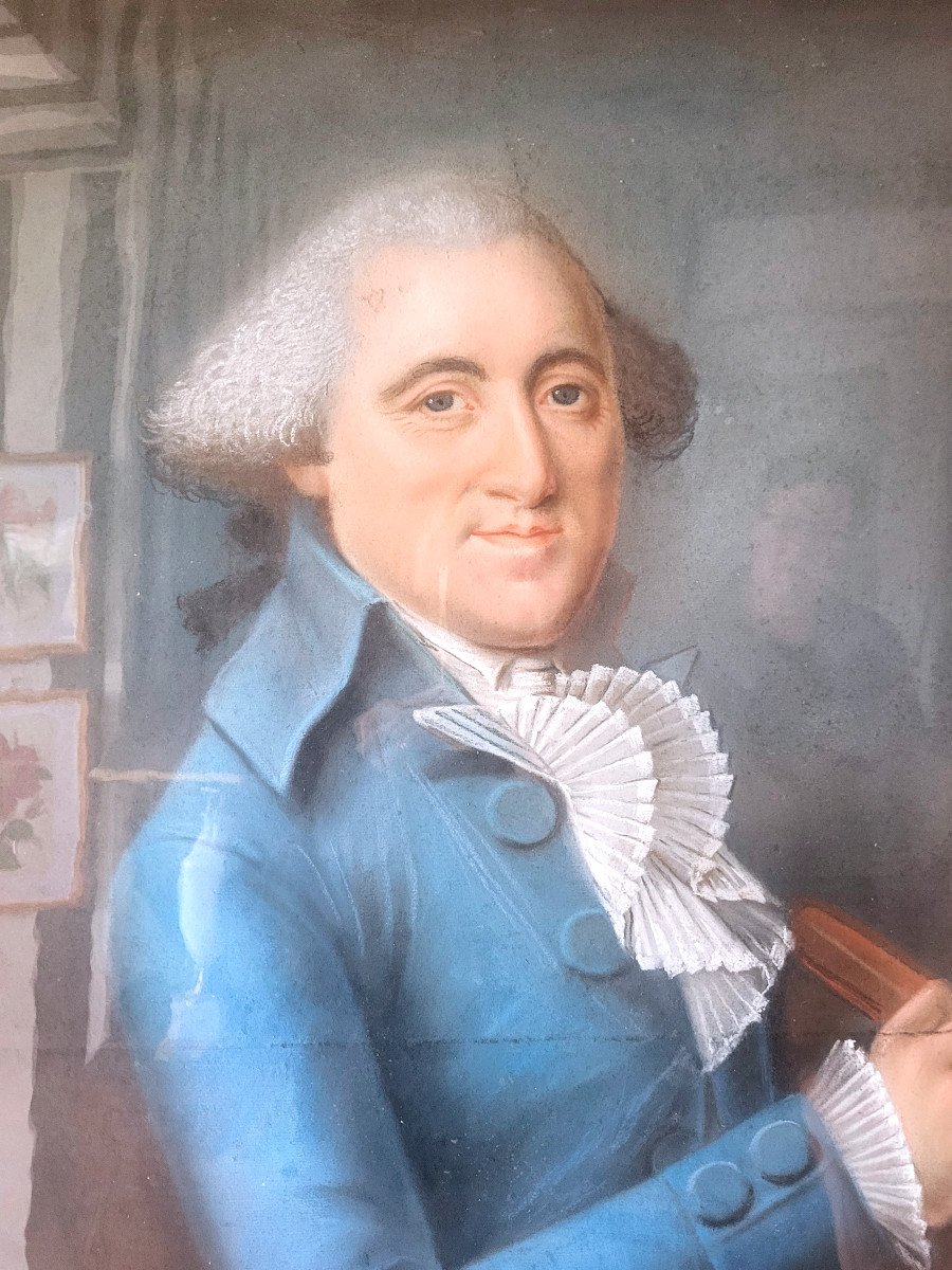 PAIRE DE GRANDS ET MAGNIFIQUES  PASTELS, PORTRAITS FEMME ET HOMME DE QUALITE-  XVIIIème-photo-3