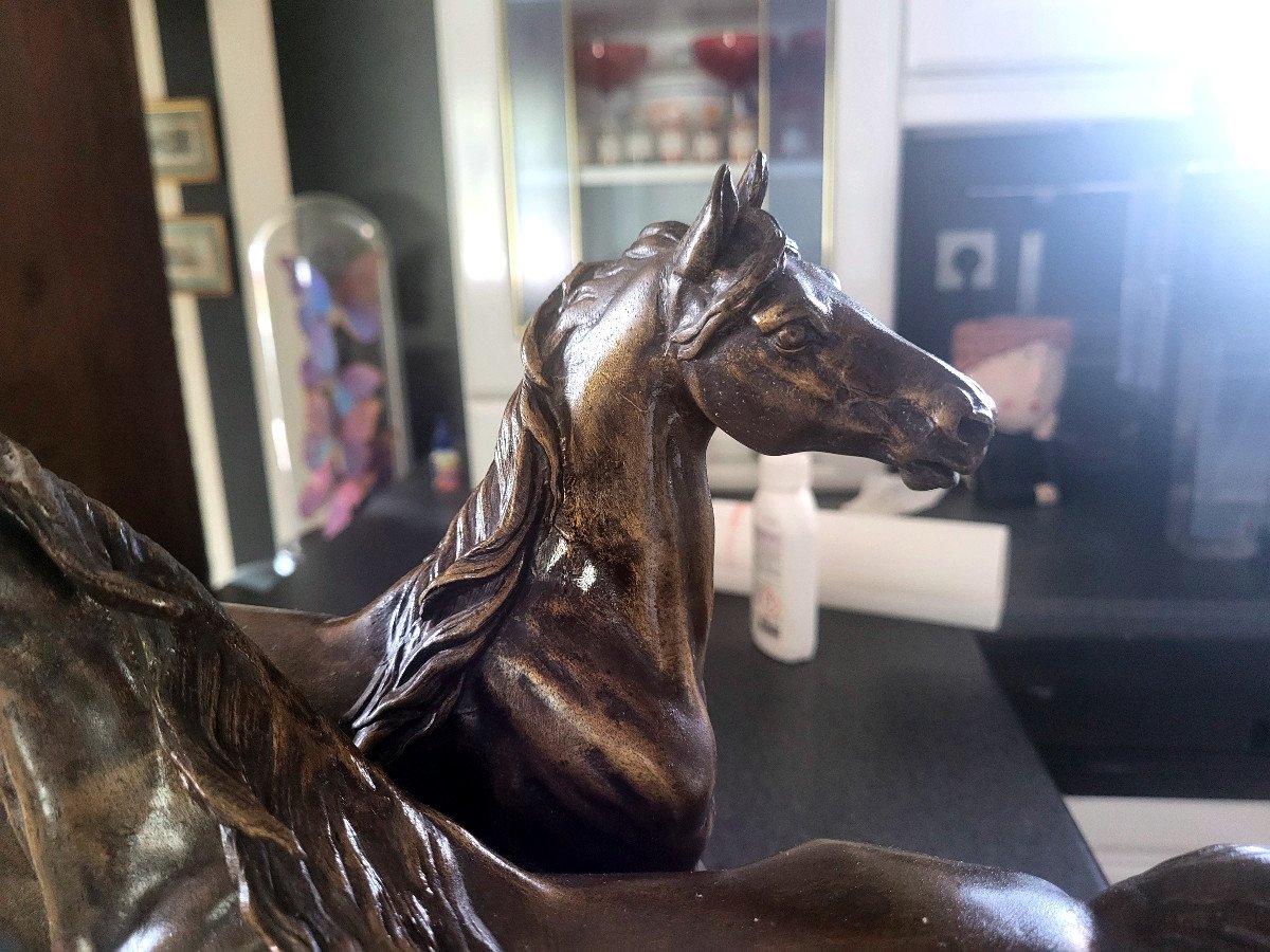 Sculpture Of Horses In Regulate Brace Signed By Charles Walton-photo-2