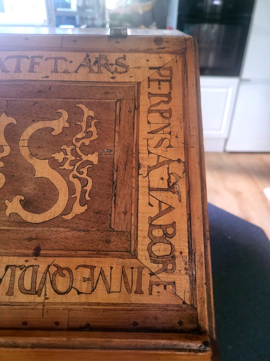 Ecritoire, Cabinet De Voyage En Marqueterie, Origine Religieuse époque XVIIeme-photo-1