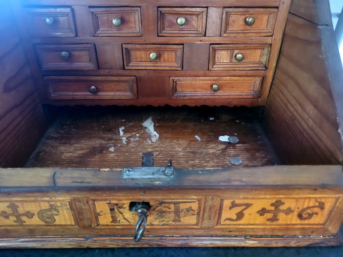 Ecritoire, Cabinet De Voyage En Marqueterie, Origine Religieuse époque XVIIeme-photo-8