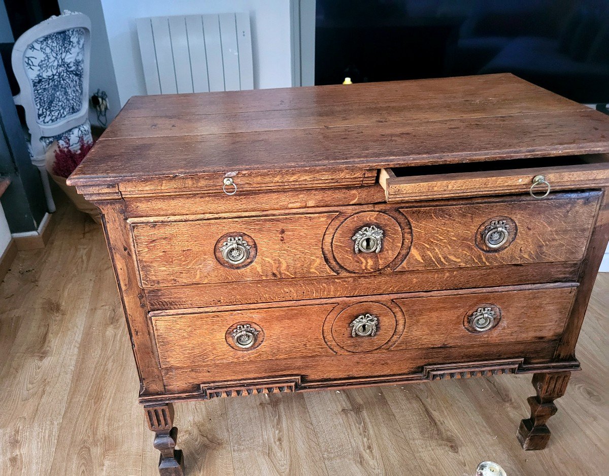 Louis XVI Provincial Walnut Chest Of Drawers, 18th Century-photo-8