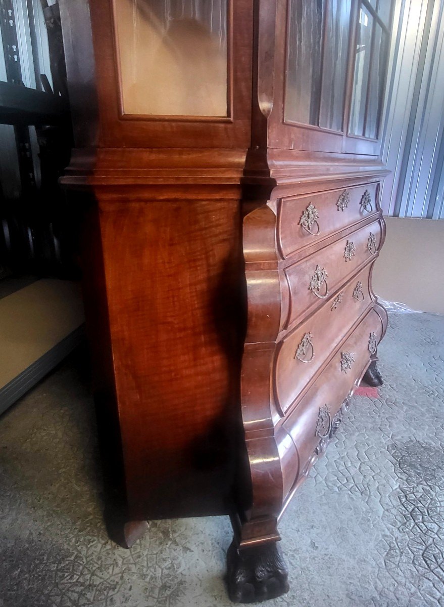 Double-body Dutch Display Cabinet In Louis XV Walnut Burl, Late 18th Century-photo-3