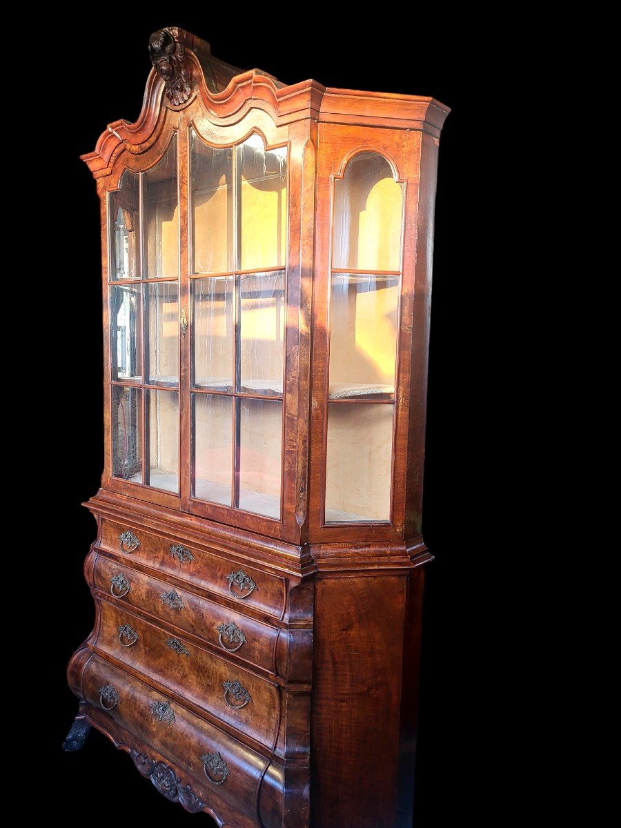 Double-body Dutch Display Cabinet In Louis XV Walnut Burl, Late 18th Century