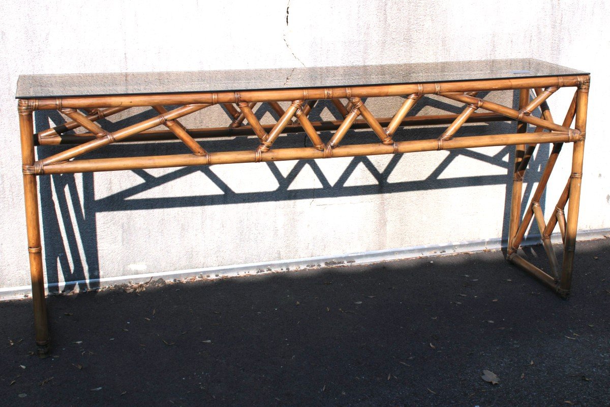 Console vintage en bambou d époque XXeme-photo-3