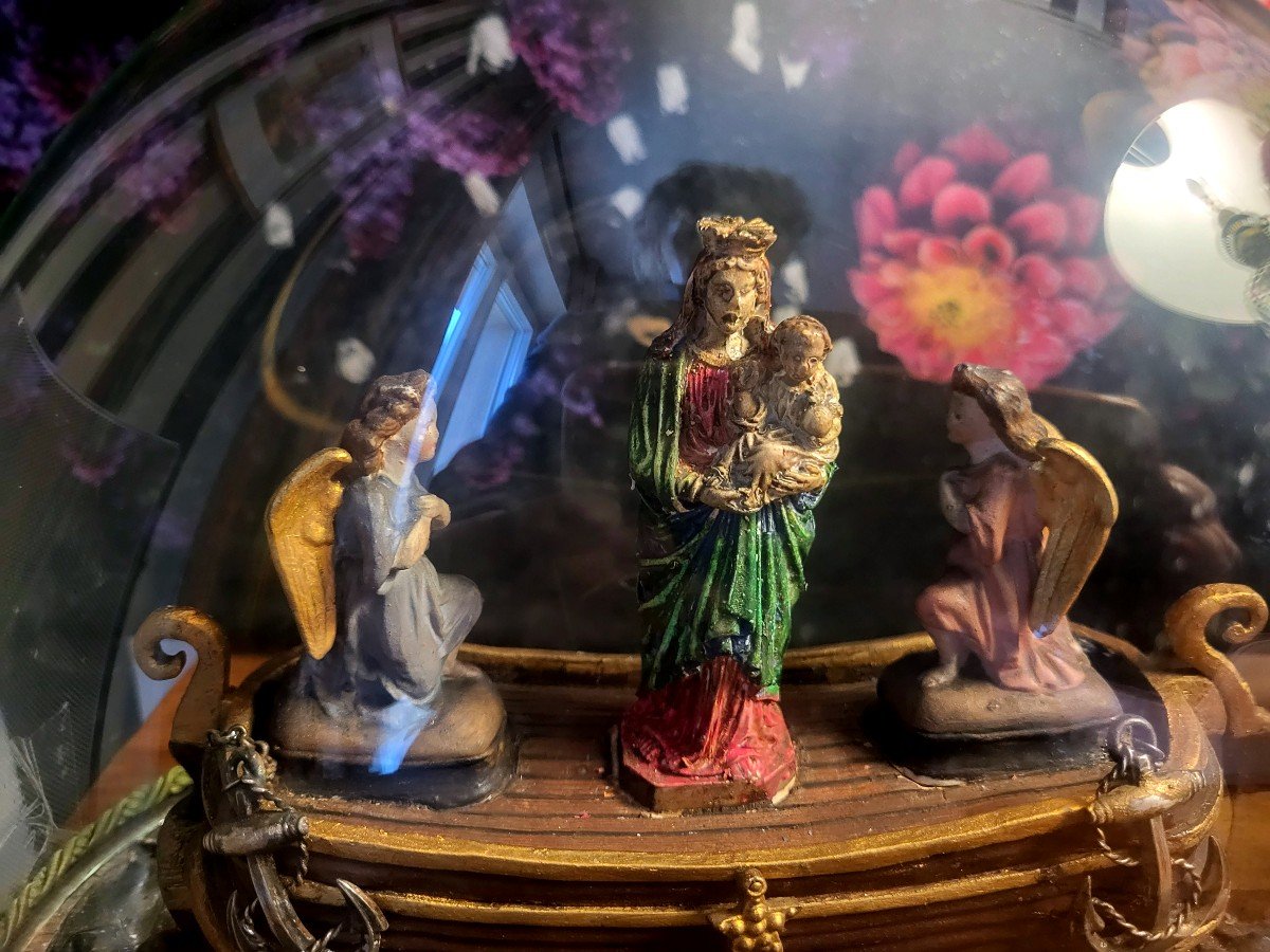 Ex voto marin sous cloche Époque XIXEME -photo-1