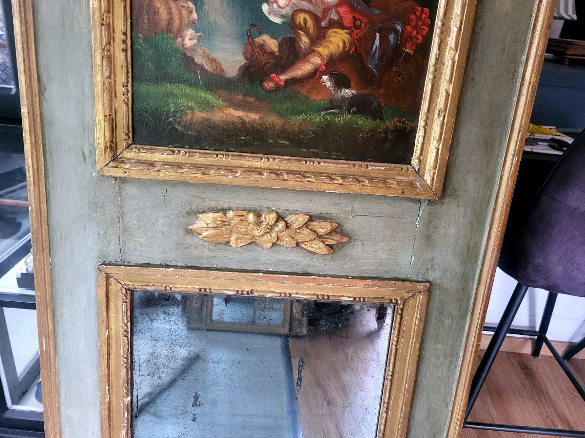 Vraie Paire De Trumeaux D Entre Deux, Peinture Sur Toile, XVIIIeme -photo-2