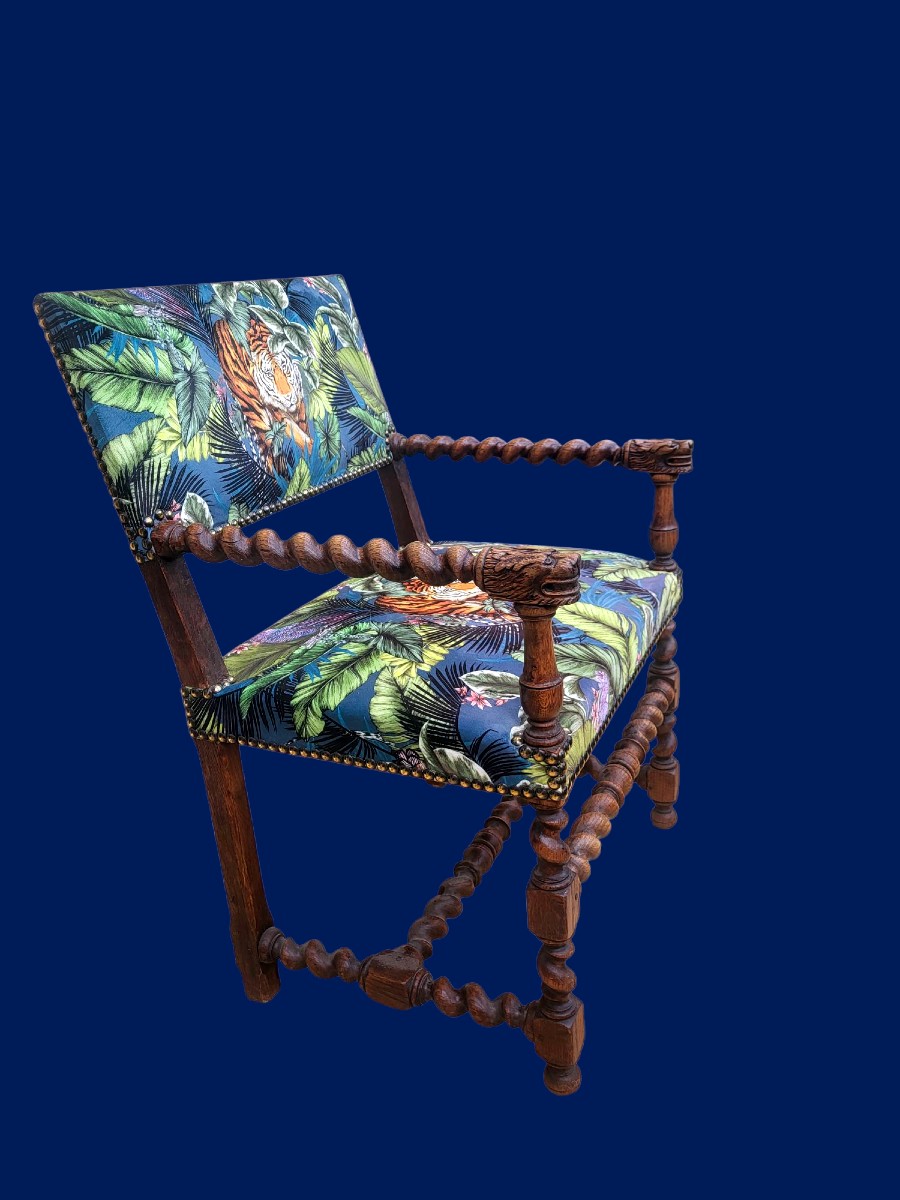 Fauteuil Louis XIII revisite - XXeme-photo-3